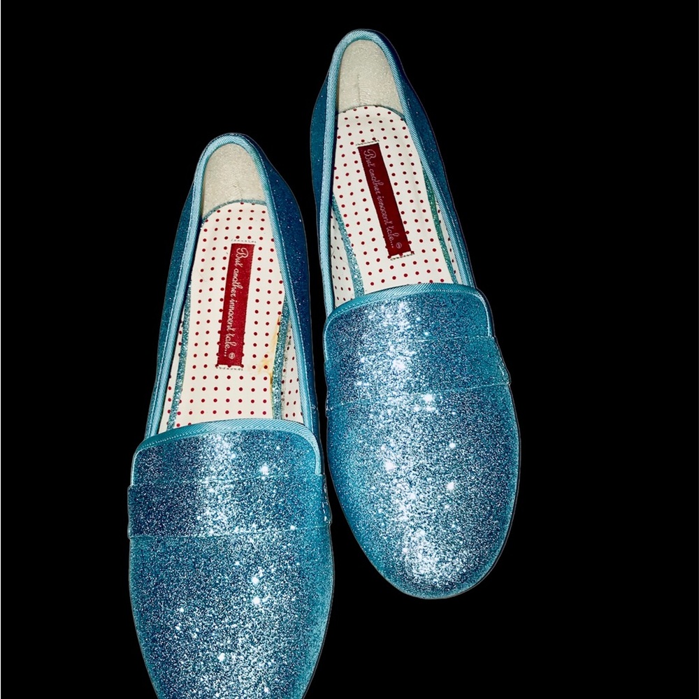 BAIT Size 10 Sky blue glittery bling flats - Picture 2 of 9